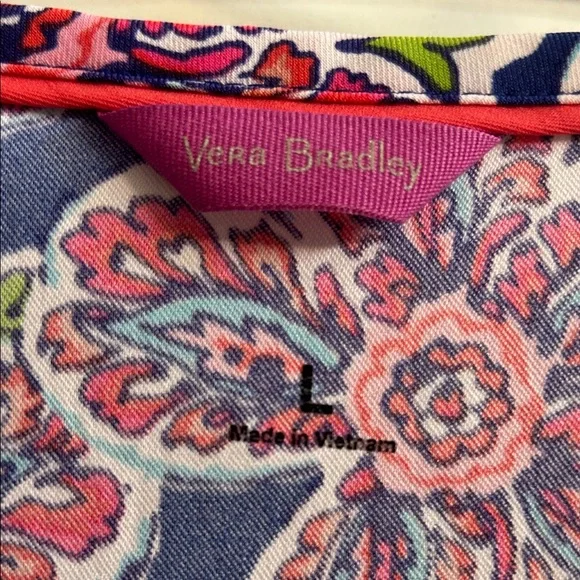 Vera Bradley Floral V-Neck Women’s Scrub Top - Pink and Blue - Picture 2 of 3